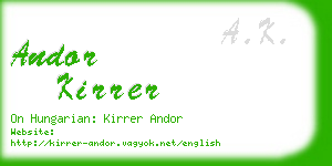 andor kirrer business card